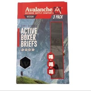 NEW Avalanche 3 Pairs Core Comfort Boxer Briefs Stretch, Mens Large, Gray Black